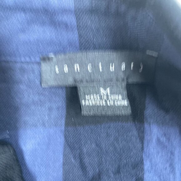 Sanctuary Blue & Black Plaid Button-Up Shirt M Cotton/Rayon Blend 6061 - Picture 3 of 8